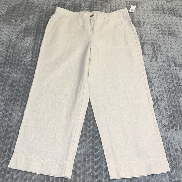 NWT Talbot’s Linen/Cotton Blend Tan Capris w elastic waist.  Size 10P. - Picture 5 of 10